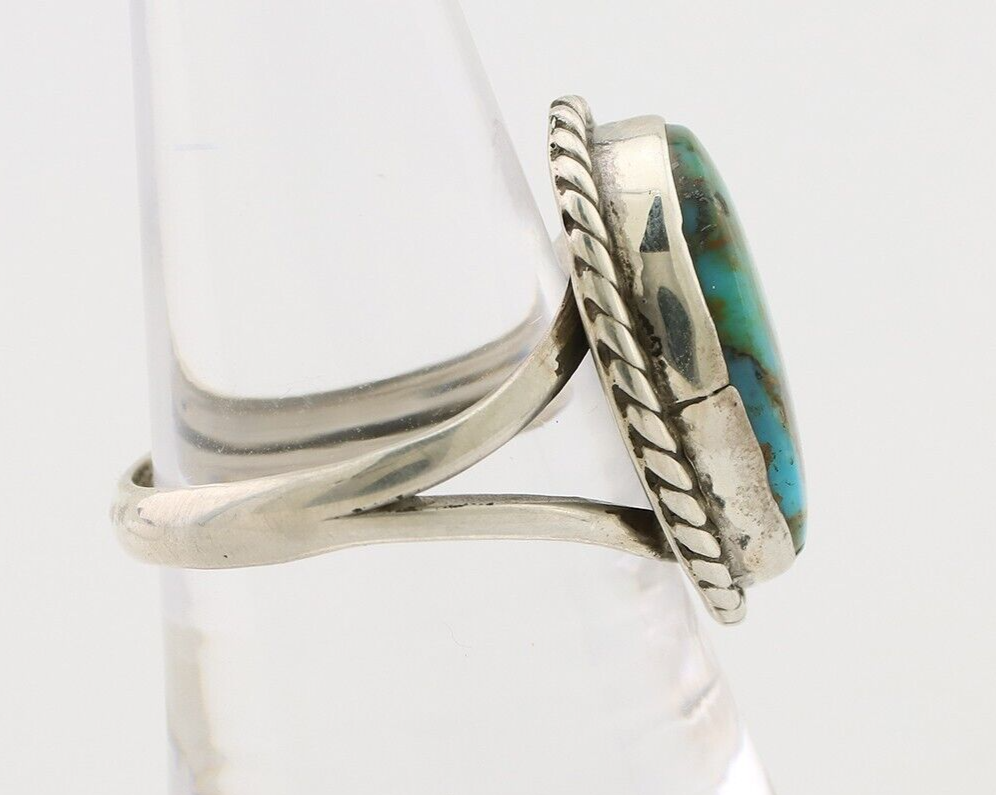 Navajo Ring 925 Silver Kingman Turquoise Native American Artist C.80's