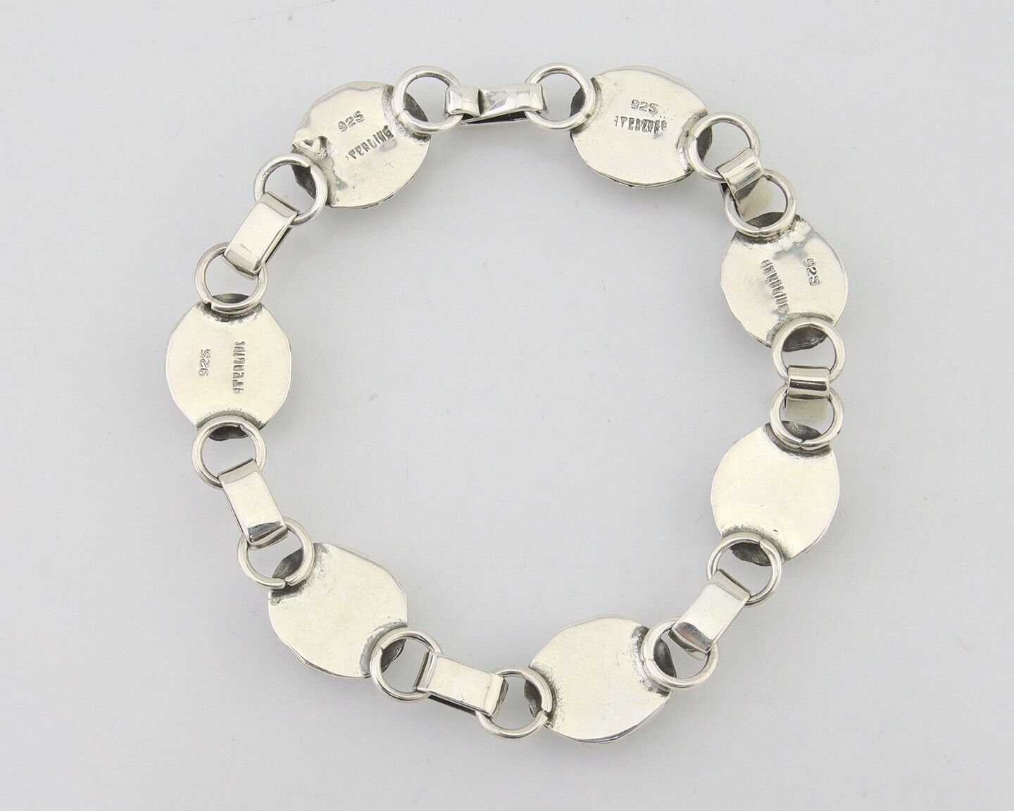 Navajo Bracelet 925 Silver Natural Blue Turquoise Native American Artist C.80's