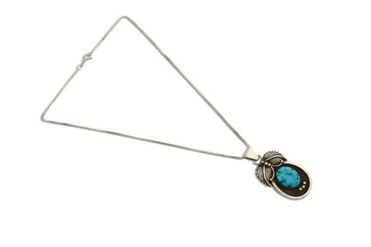 Navajo Necklace 925 Silver Natural Blue Turquoise Native American Artist C.80's