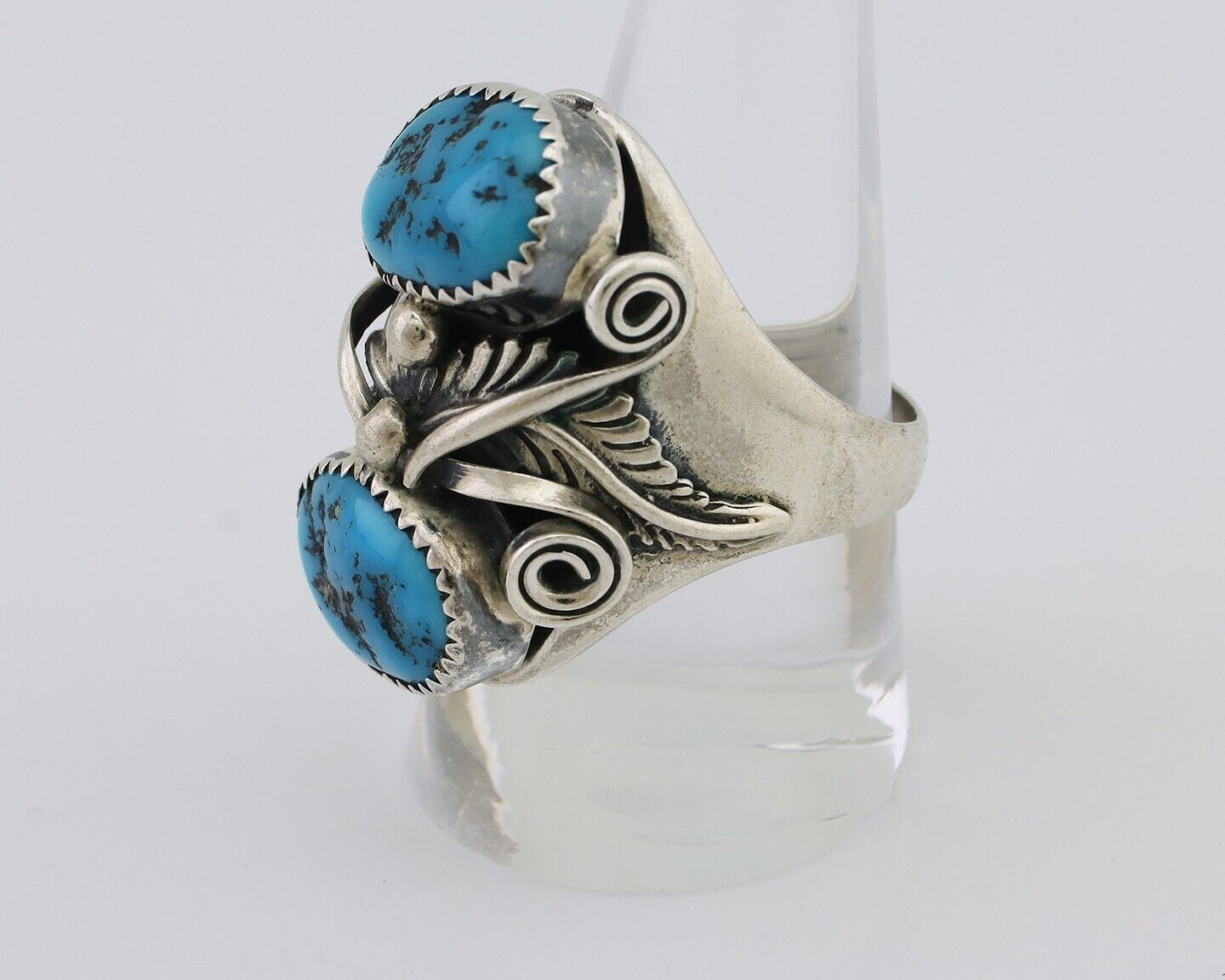 Navajo Ring 925 Silver Sleeping Beauty Turquoise Native Artist C.80's