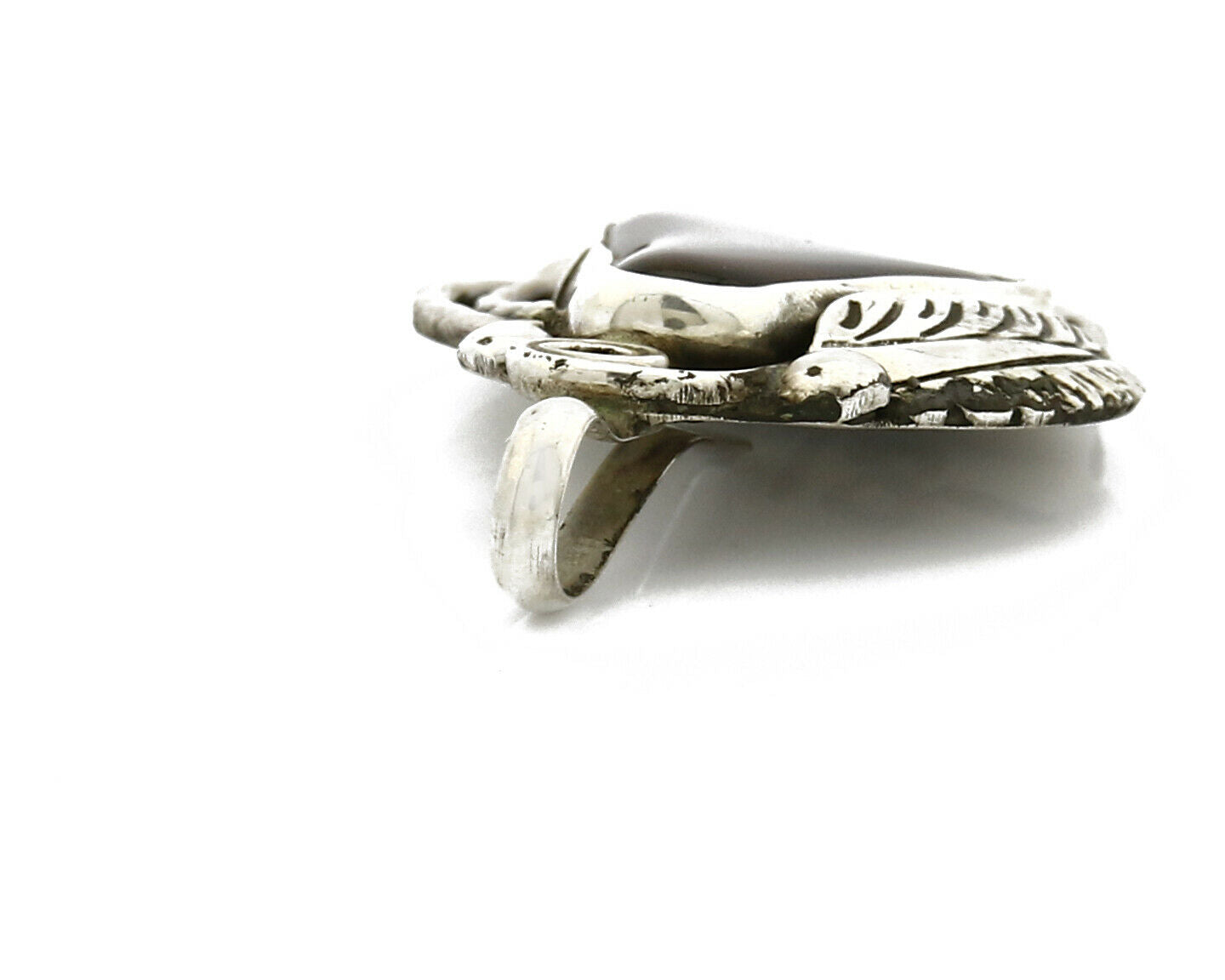 Navajo Josephine Rojas Natural Mined Fire Agate .925 Silver Handmade Pendant