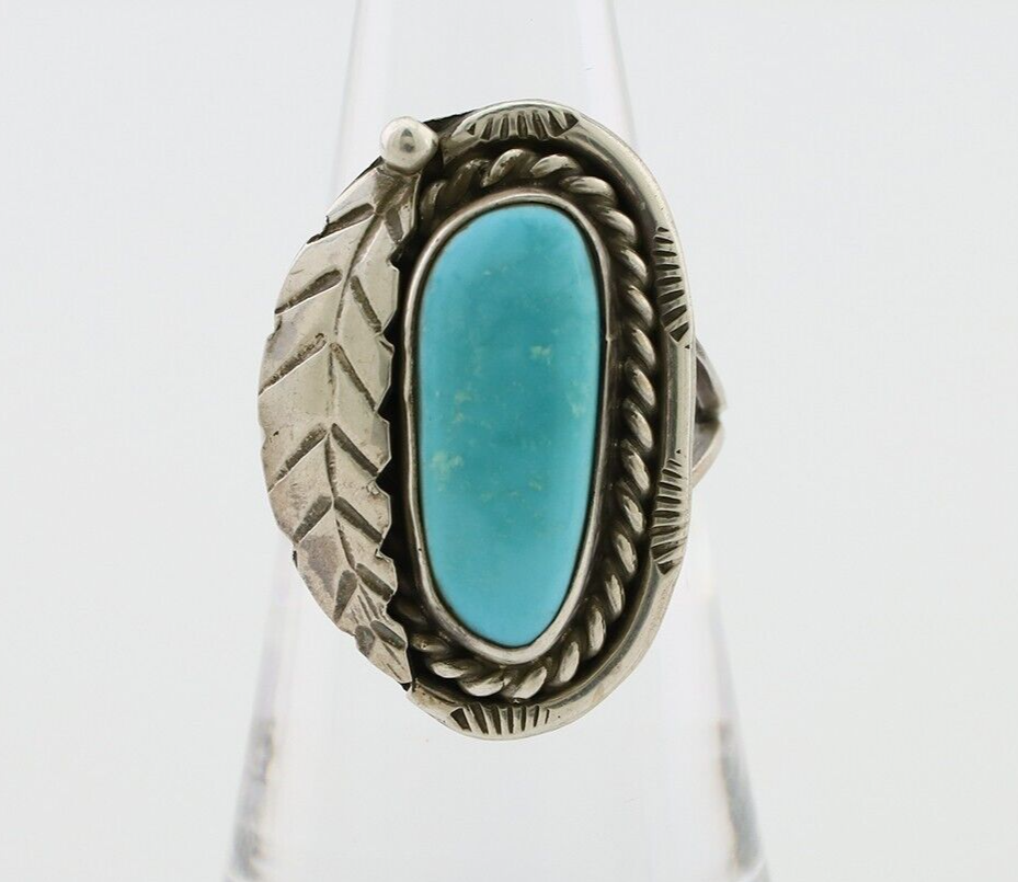 Navajo Handmade Ring 925 Silver Kingman Turquoise Native American Artist C.80's