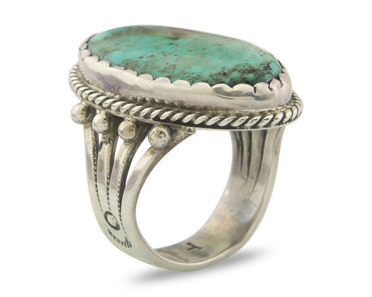 Vintage Navajo Ring 925 Sterling Turquoise Signed FG Size 8.25