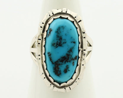 Navajo Ring 925 Silver Sleeping Beauty Turquoise Artist Signed BB C.80's