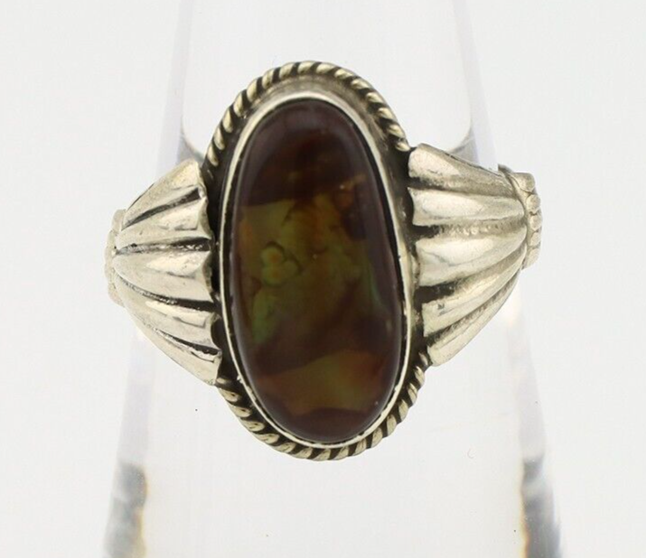 Navajo Handmade Ring 925 Silver Natural High Grade Fire Opal Native Artist C.80s