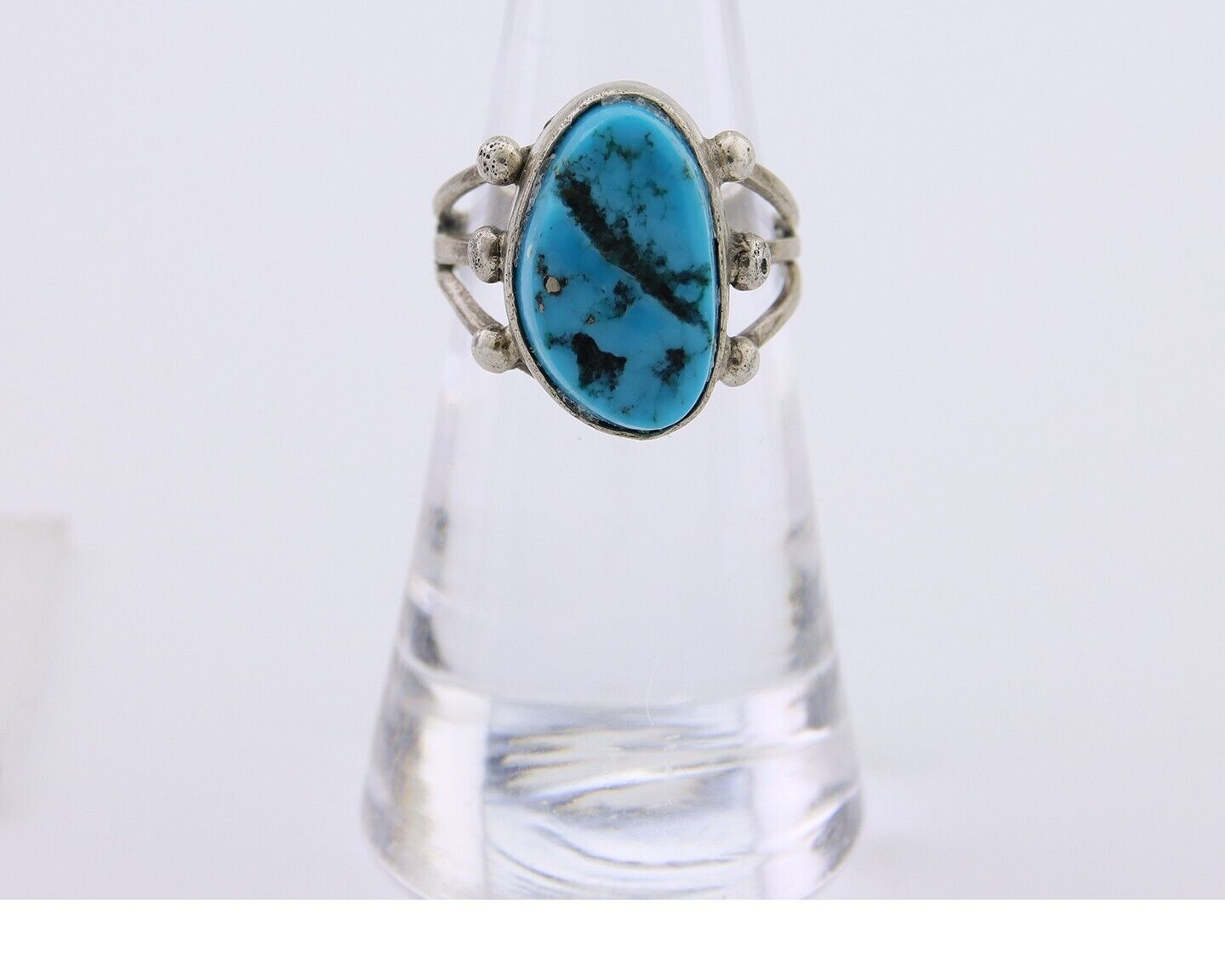 Navajo Handmade Ring 925 Silver Sleeping Beauty Turquoise Artist C.80's