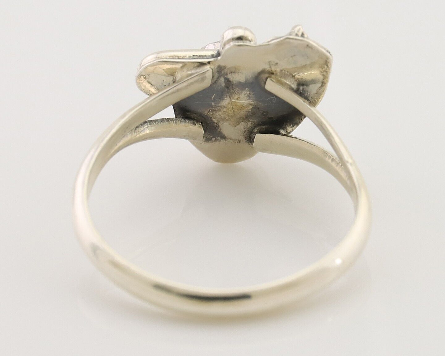 Navajo Handmade Ring 925 Silver Natural Onyx Native Artist Size 5.0 C.80's
