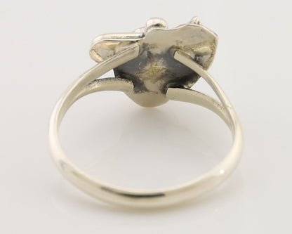 Navajo Handmade Ring 925 Silver Natural Onyx Native Artist Size 5.0 C.80's