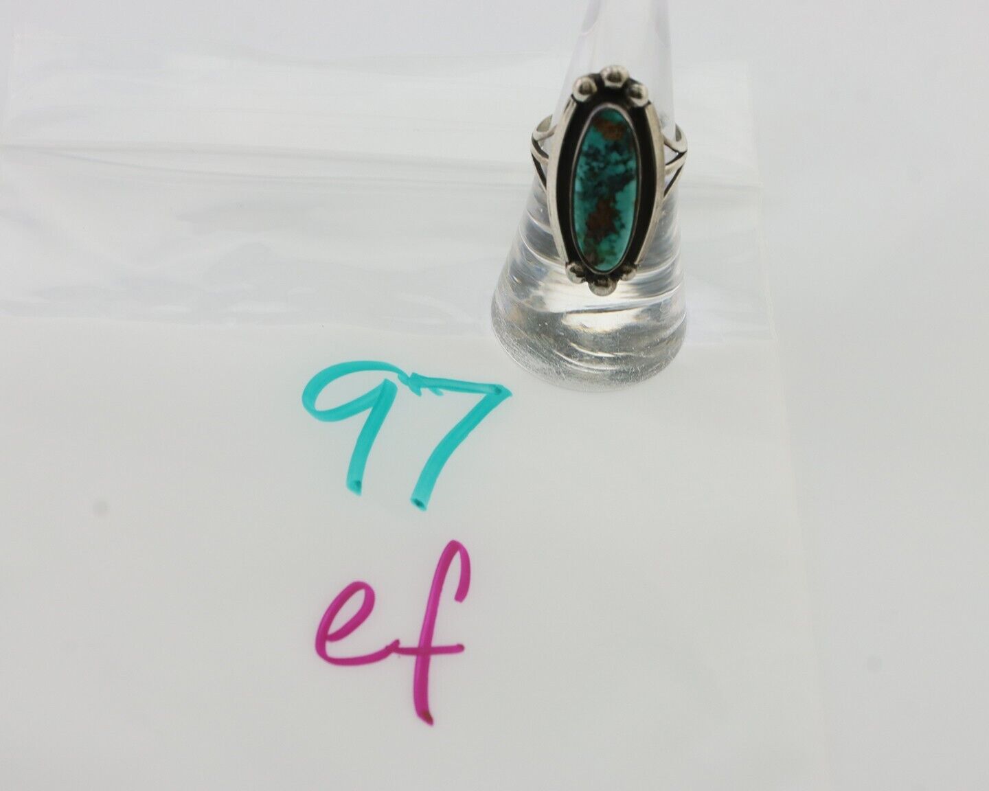 Navajo Royston Turquoise Ring 925 Silver Native Artist Signed Sunrise C.80's