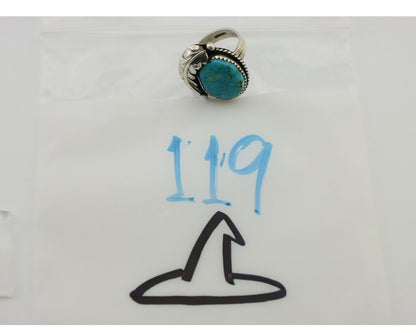 Navajo Ring 925 Silver Spiderweb Turquoise Native Artist C.80's