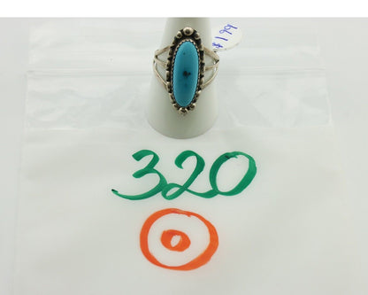Navajo Ring .925 Silver Sleeping Beauty Turquoise Artist Signed SC C.80's