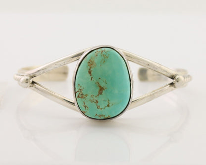 Navajo Cuff Bracelet 925 Silver Natural Blue Turquoise Artist Signed Gecko C.80s