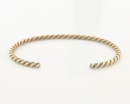 Navajo Twist Cuff Bracelet Sterling Silver Gold Authentic Vintage Native Artist