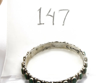 Navajo Bangle Bracelet .925 Silver Natural Royston Turquoise Signed Montoya C80s