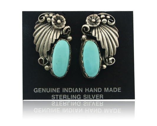 Navajo Earrings Sterling Silver Turquoise Vintage Dangle Handmade