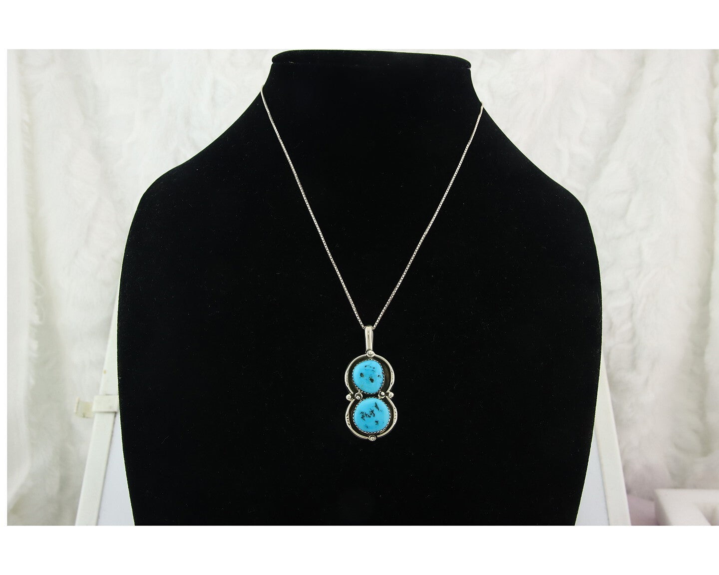 Navajo Sterling Silver Necklace Authentic Turquoise Vintage Handmade