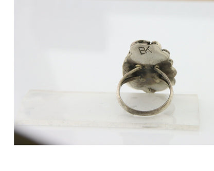 Navajo Ring .925 Sterling Blue Turquoise Artist Signed EK C.80's