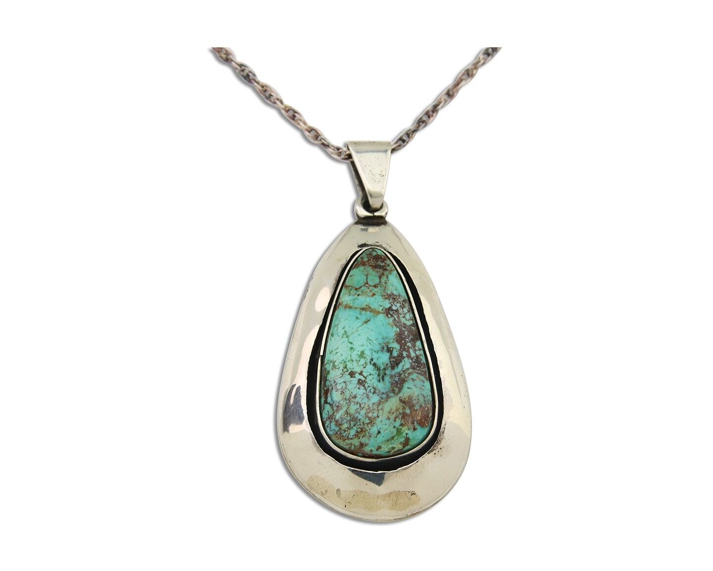 Navajo Necklace 925 Silver Natural Turquoise Artist Signed M Montoya C.80's