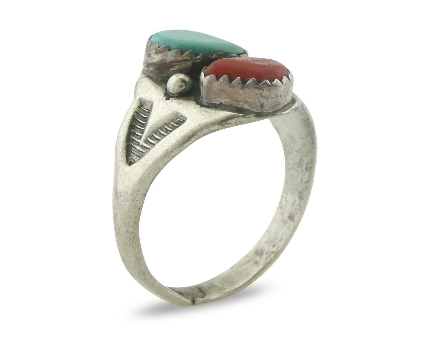 Vintage Navajo Ring 925 Sterling Silver Natural Gemstone Authentic Size 9.75