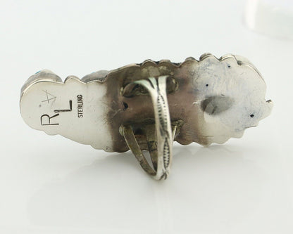 Navajo Ring 925 Silver Sleeping Beauty Turquoise Artist Signed Richard Long C80s