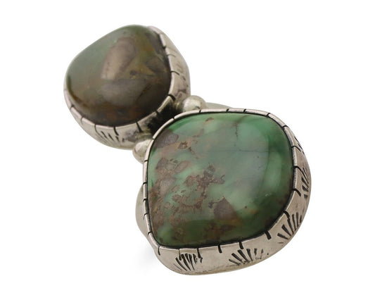 Navajo Ring 925 Silver Natural Green Turquoise Artist Signed M Guerro C.80's