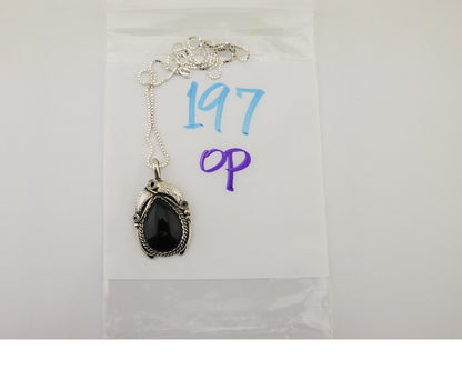 Navajo Necklace925 Silver Natural Onyx Native Artist Signed Justin Morris C.80's