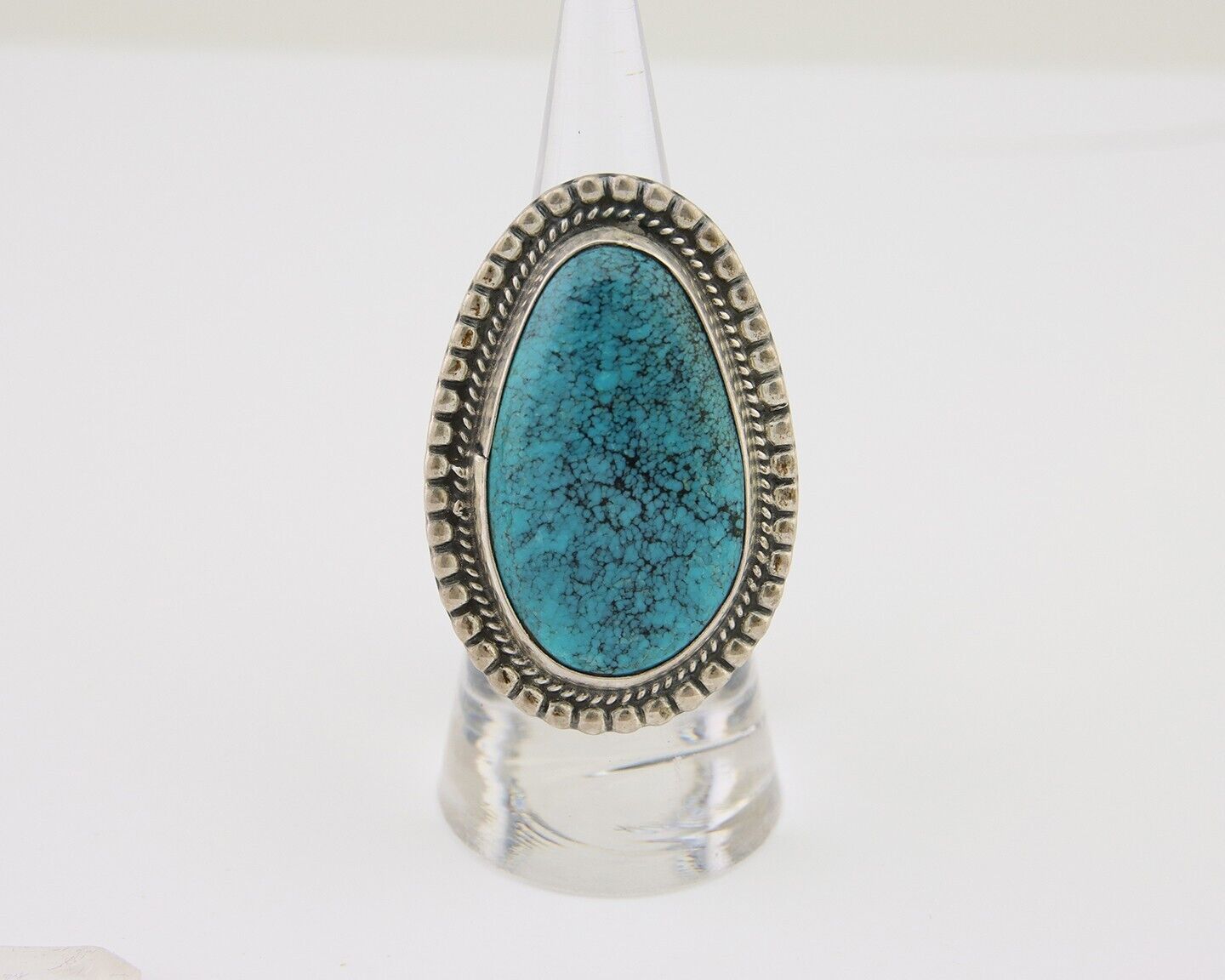 Navajo Handmade Ring 925 Silver Spiderweb Turquoise Native Artist C.80's