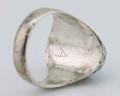 Navajo Ring 925 Silver Natural Blue Turquoise Native American Artist C.80's