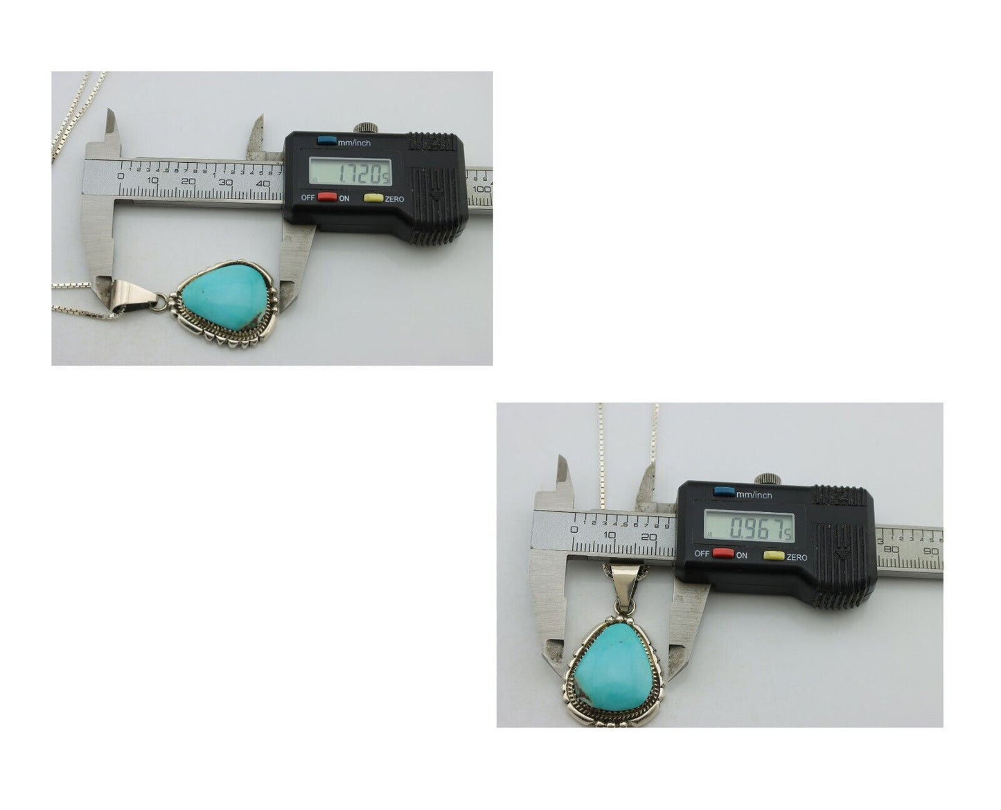 Navajo Necklace 925 Silver Kingman Turquoise B Yazzie C.80s
