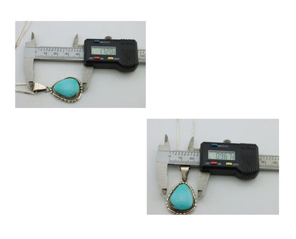 Navajo Necklace 925 Silver Kingman Turquoise B Yazzie C.80s