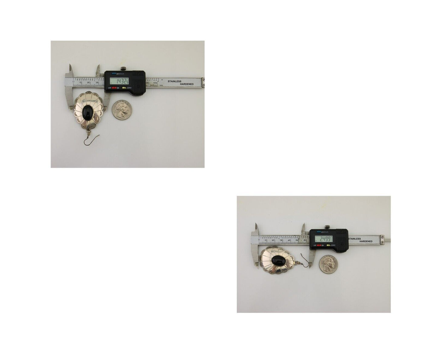 Navajo Handmade Earrings 925 Silver Onyx Artist Signed Robert Vandover C.80's