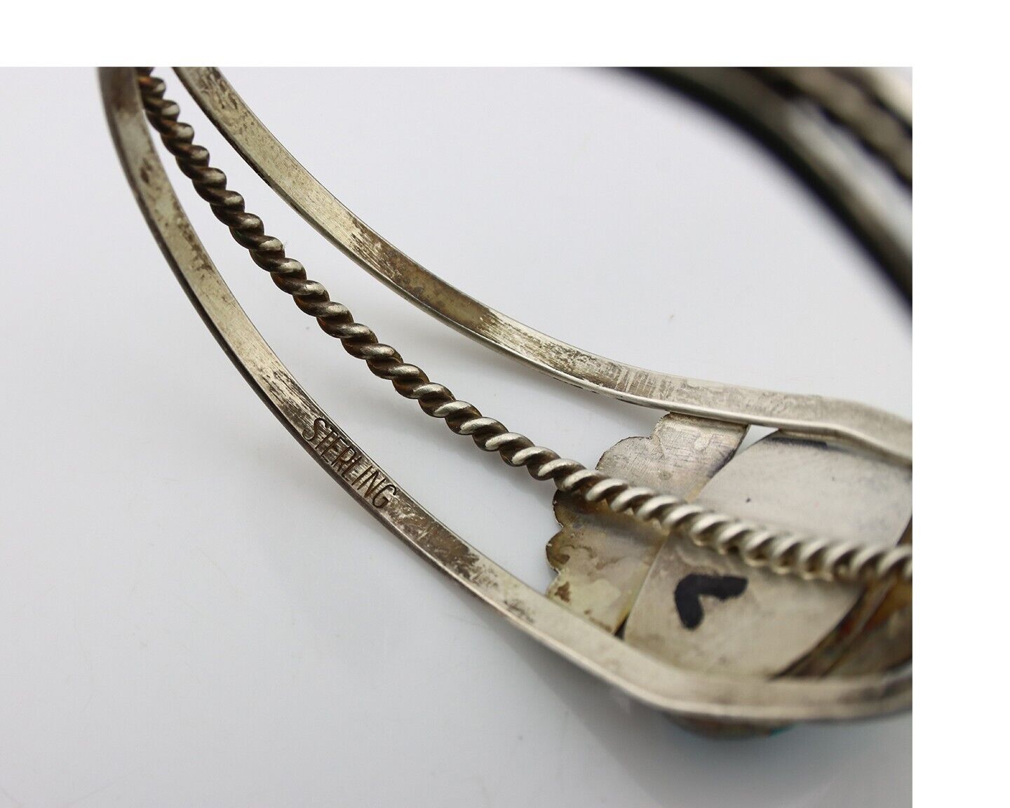 Navajo Bracelet 925 Silver Sleeping Beauty Turquoise Artist Signed LT CHEE C80s