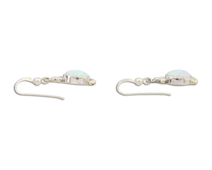 Navajo Dangle Earrings 925 Silver Natural Opal Artist Signed Montoya C.80's