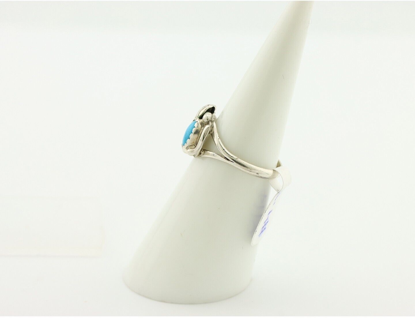 Navajo Ring .925 Silver Sleeping Beauty Turquoise Native American Artist C.80's