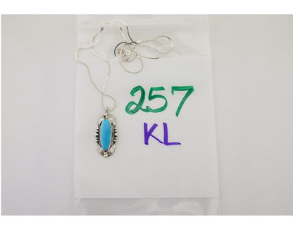 Navajo Necklace 925 Silver Natural Turquoise Artist Signed Circle JW C80s