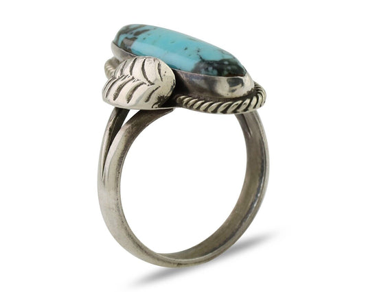 Navajo Handmade Ring 925 Silver Natural Turquoise Native American Artist C.80's