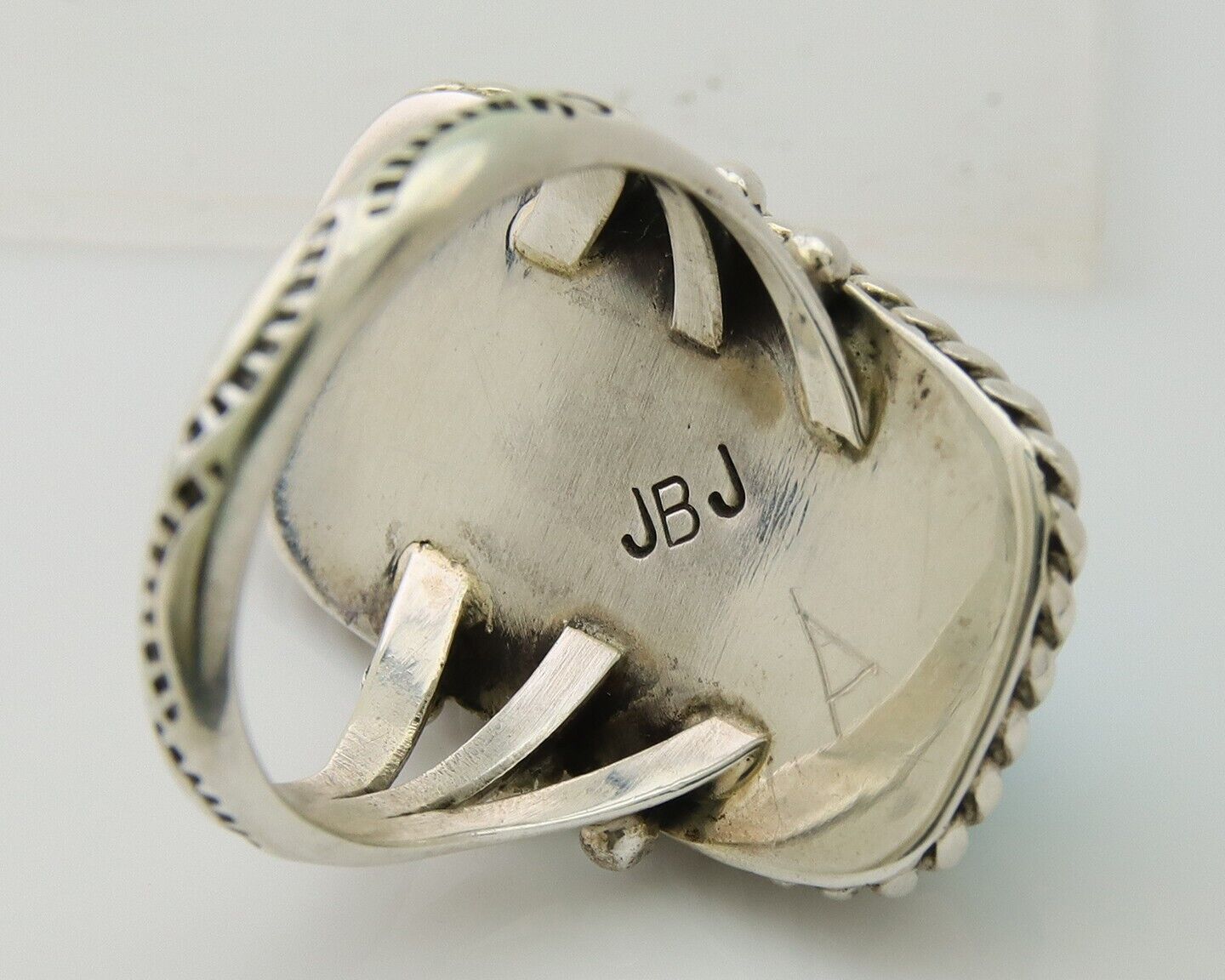 Navajo Ring 925 Silver Turquoise Artist Signed JBJ C.80's