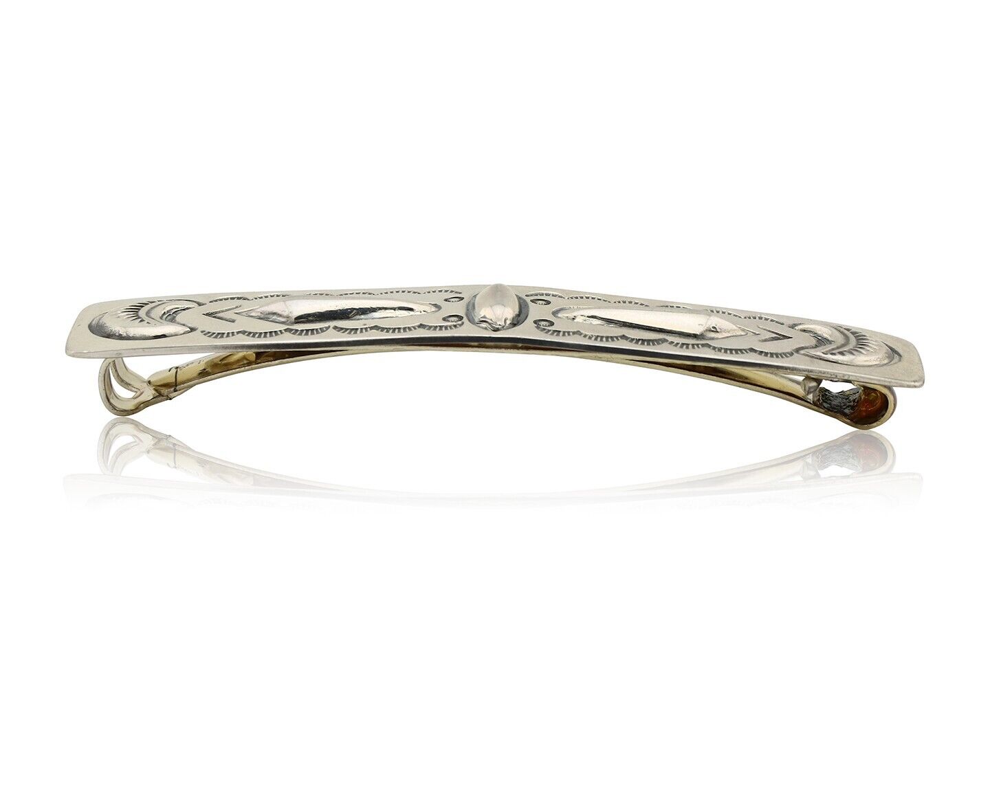 Women's Navajo Hair Clip Hand Stamped 925 Silver Native American Artist C.80's