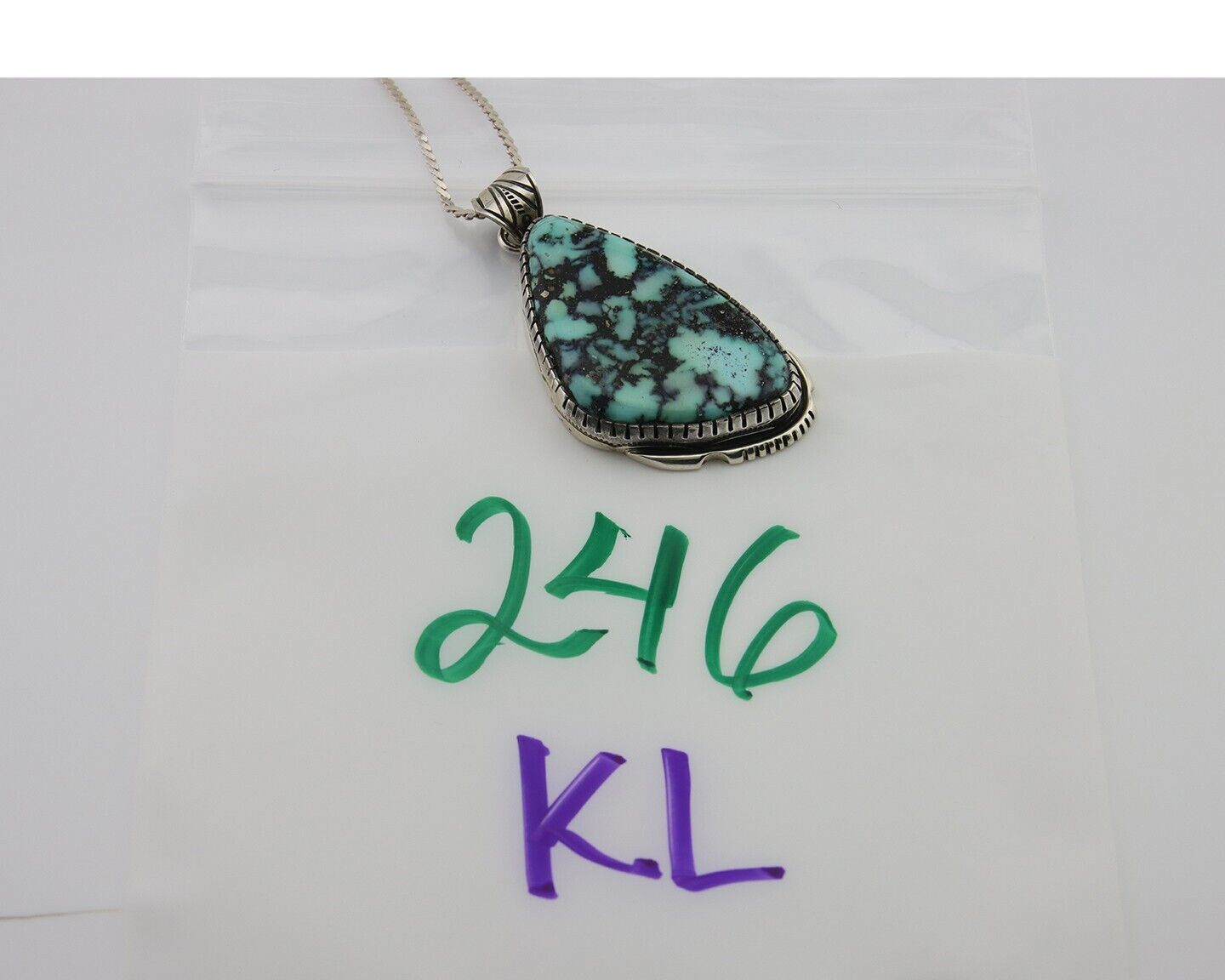 Navajo Heart Necklace 925 Silver Natural Turquoise Artist Signed C.80's