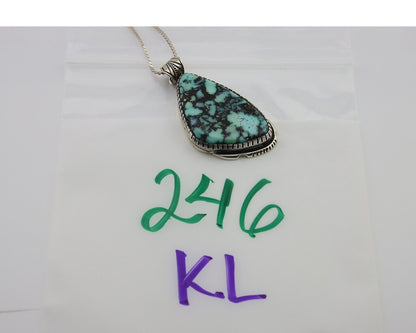 Navajo Heart Necklace 925 Silver Natural Turquoise Artist Signed C.80's