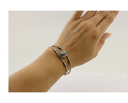 Navajo Bracelet 925 Silver Natural Blue Turquoise Native American Artist C.80's