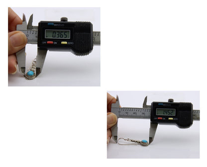 Navajo Earrings 925 Silver Blue Turquoise Artist Signed DB C.80's