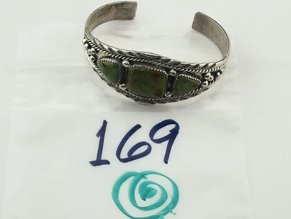 Navajo Cuff Bracelet Sterling Silver Turquoise Vintage Signed Daniel Etsitty
