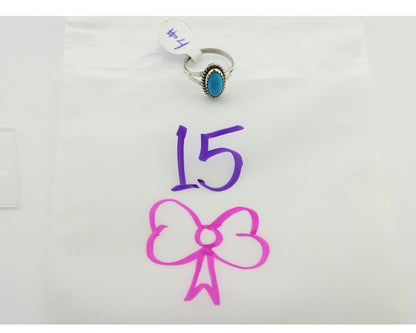 Navajo Ring .925 Silver Sleeping Beauty Turquoise Native American Artist C.80's