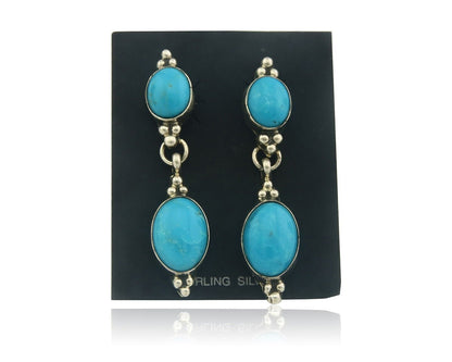 Navajo Earrings 925 Silver Natural Turquoise Native American Artist C.80's