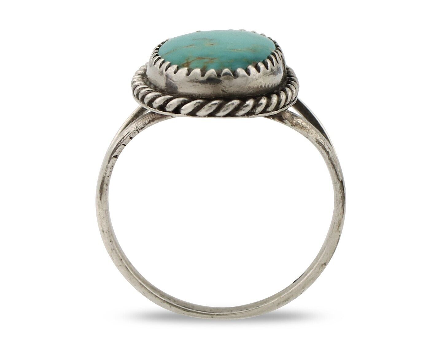 Navajo Ring 925 Silver Kingman Turquoise Native American Artist C.80's
