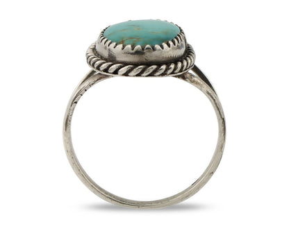 Navajo Ring 925 Silver Kingman Turquoise Native American Artist C.80's