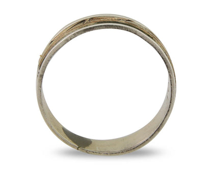 Navajo Handmade Ring 925 Silver & Gold Artist Signed E C.80's