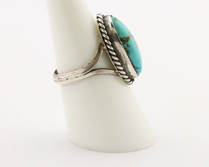 Navajo Ring 925 Silver Kingman Turquoise Native American Artist C.80's