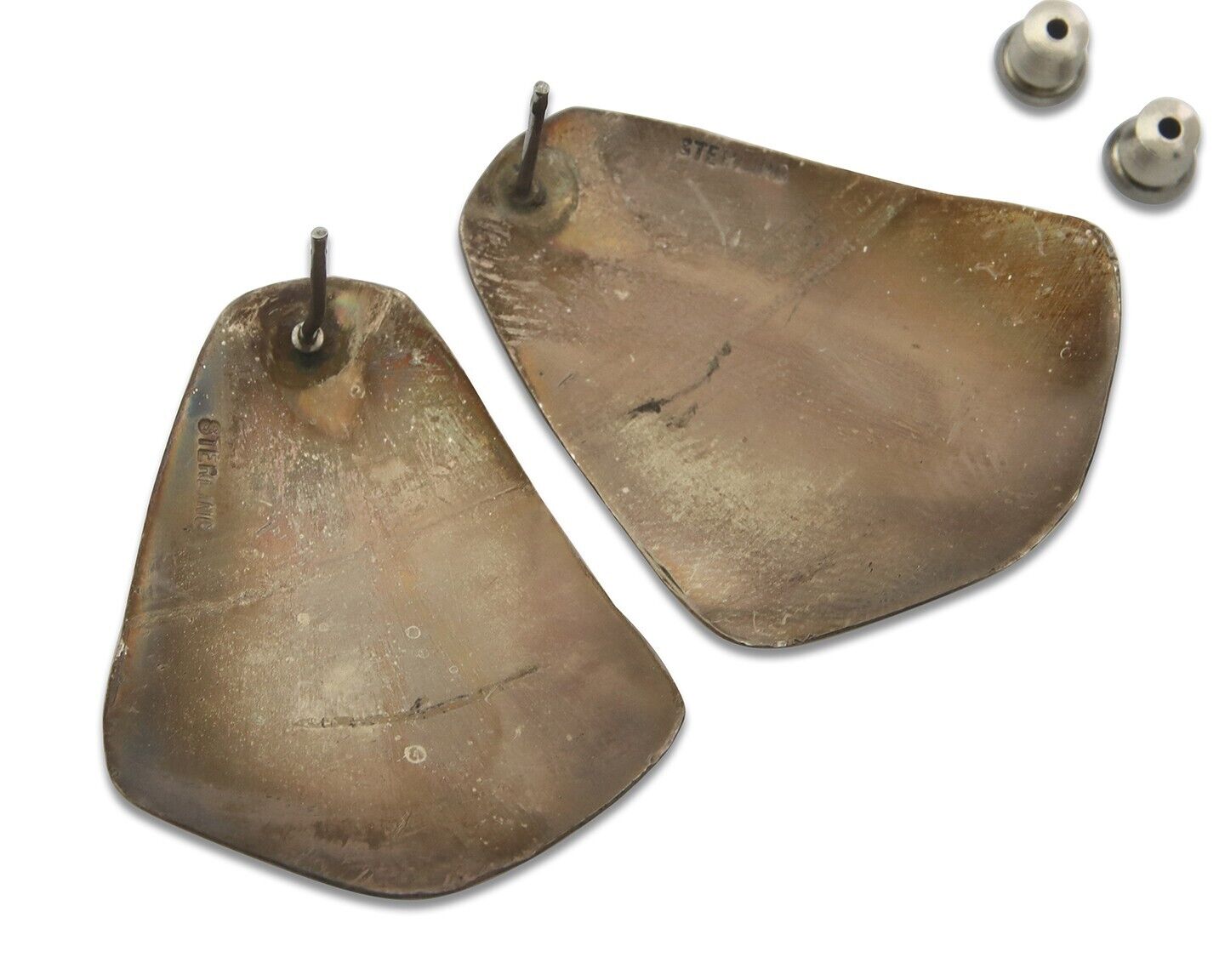 Navajo Earrings 925 Silver Handmade Natural Turquoise Native Artist C.80's